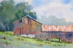 landscape, rural, farm, barn, field, massachusette, connecticut, northeast, original watercolor painting, oberst